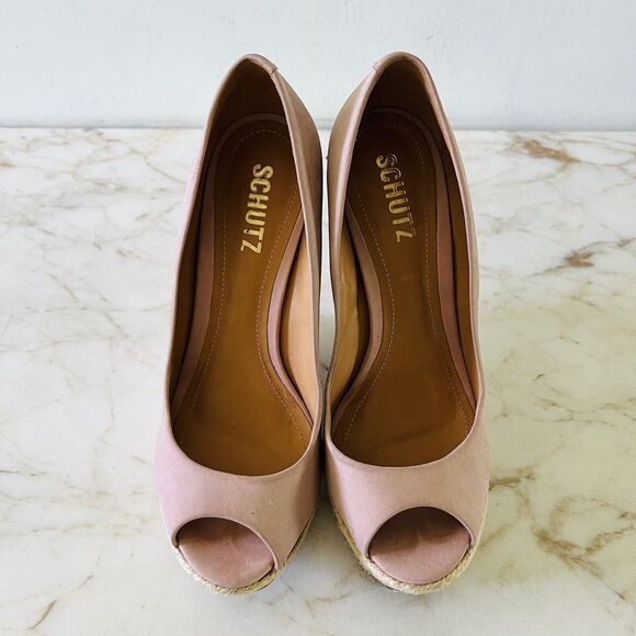 SCHUTZ Gabrielle Pink Wedge Platform Open Toe Pump - US 7 - Picture 2 of 12